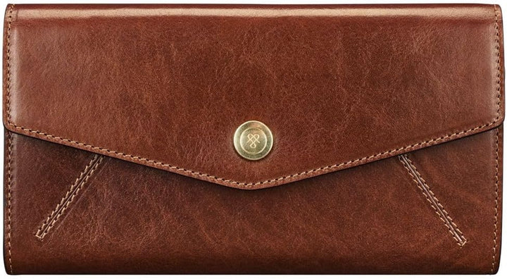 Maxwell Scott Damen Leder Geldbörse mit Bügelverschluss Marcialla in Cognac Braun, Cognac Braun