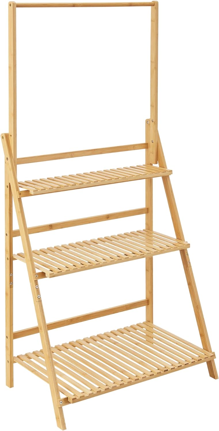 [en.casa] Pflanzenleiter Brändö 3-Ebenen 144 x 70 x 39,5 cm Blumenleiter Blumenständer Blumenregal B