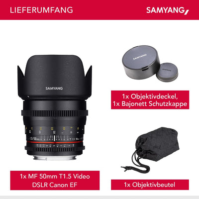 Samyang 50/1,5 Objektiv Video DSLR Canon EF manueller Fokus Videoobjektiv 0,8 Zahnkranz Gear, Porträ