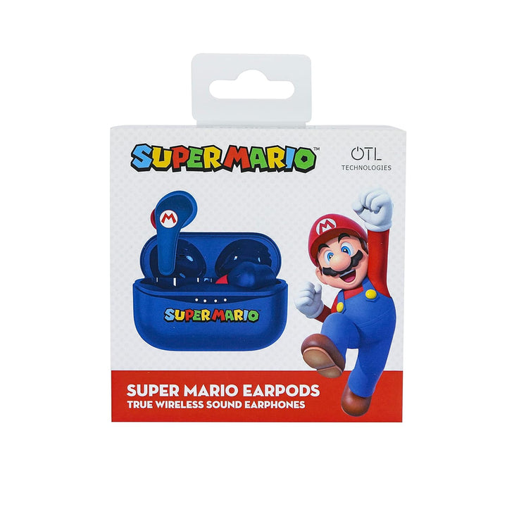 OTL Technologies Bluetooth-Kopfhörer V5.3 Super Mario mit Ladebox, Blau