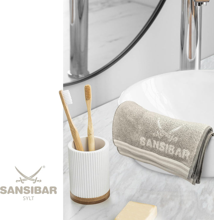 Sansibar Gästetuch Doubleface 6er 30x50 cm Handtuch Seiftuch Zweifarbig 100% Baumwolle Gestreifte Bo