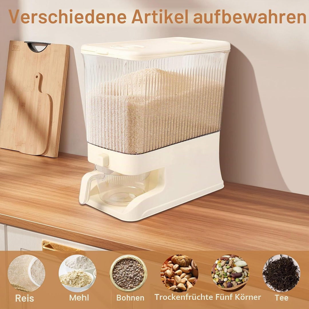 10 Kg Reisspender Müslispender mit Spülen Becher Aufbewahrung Eimer Haushalt Box Vorratsbehälter für