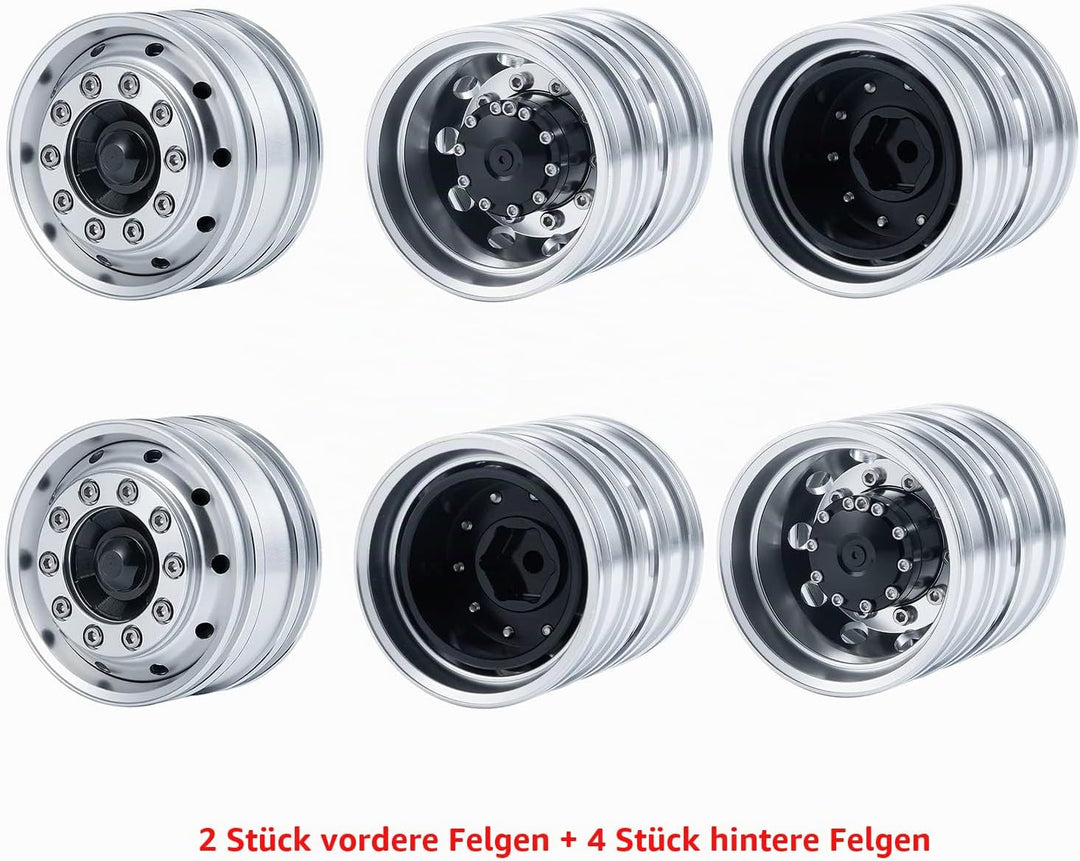AXspeed 2 Stück Vorderradfelgen &amp; 4 Stück Hinterradfelgen 1/14 Rad Felgen Naben Set für Tamiya Trakt