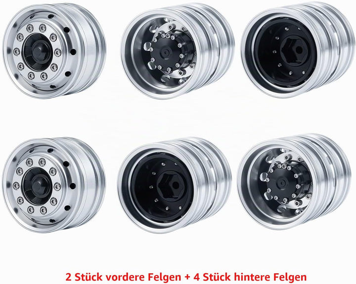AXspeed 2 Stück Vorderradfelgen &amp; 4 Stück Hinterradfelgen 1/14 Rad Felgen Naben Set für Tamiya Trakt