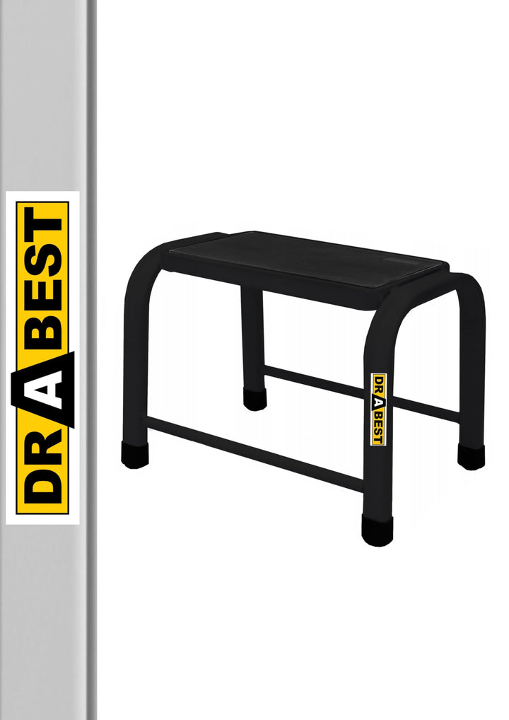 Drabest - Tritthocker - Podest Schwarz - rutschfeste Füsse, Robustes Stahl, Grosse und Bequeme Arbei
