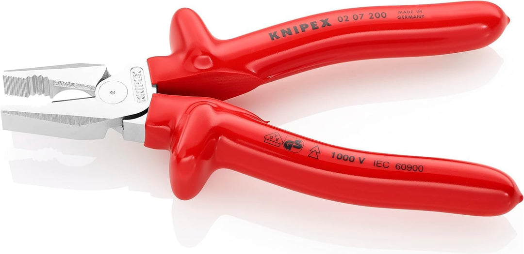 Knipex Kraft-Kombizange verchromt, tauchisoliert, VDE-geprüft 200 mm 02 07 200 Tauchisoliert, Rot, 1
