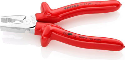 Knipex Kraft-Kombizange verchromt, tauchisoliert, VDE-geprüft 200 mm 02 07 200 Tauchisoliert, Rot, 1