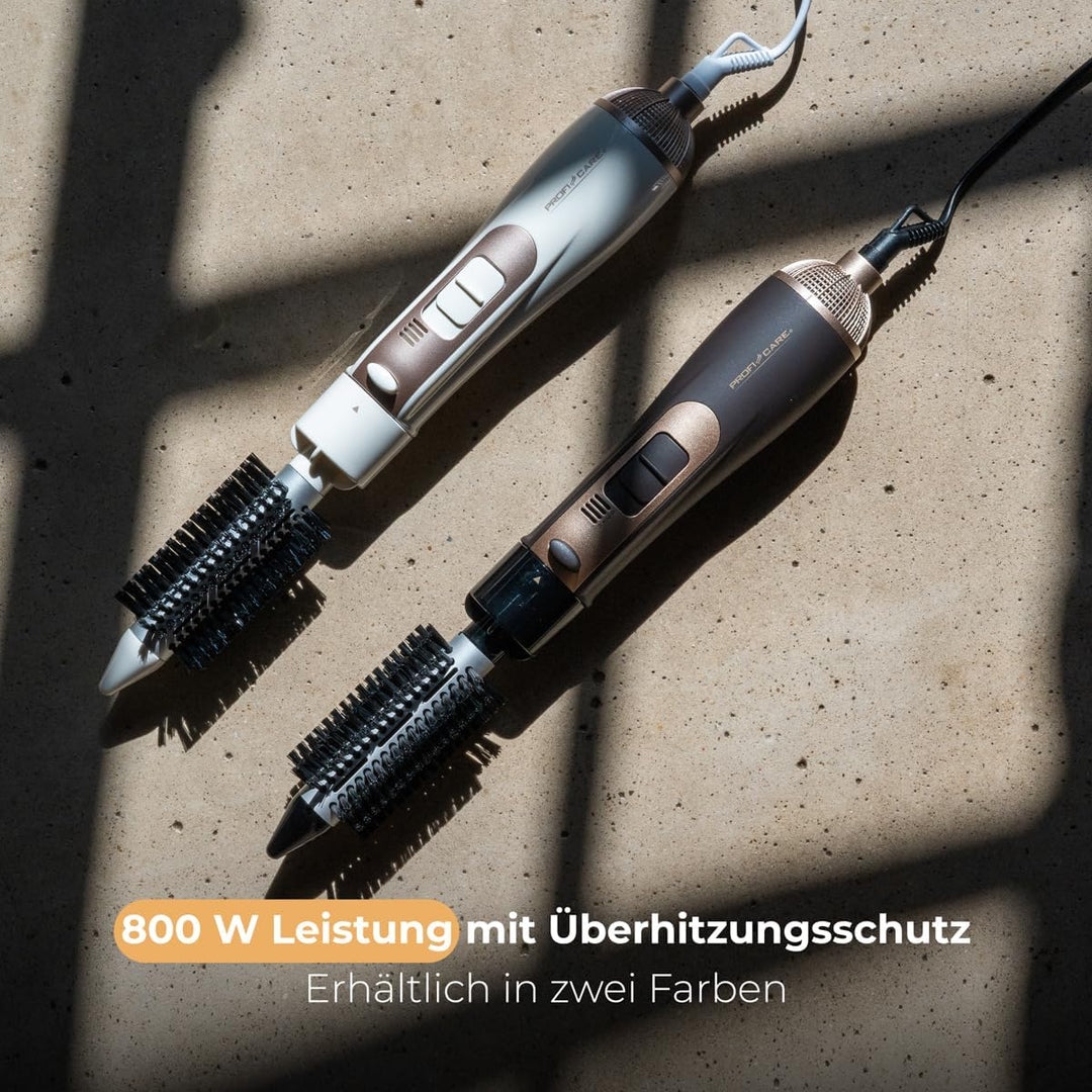ProfiCare® Lockenbürste | Warmluft-Lockenbürste | 2 wechselbare Bürstenaufsätze | 2 Temperatur-/Leis