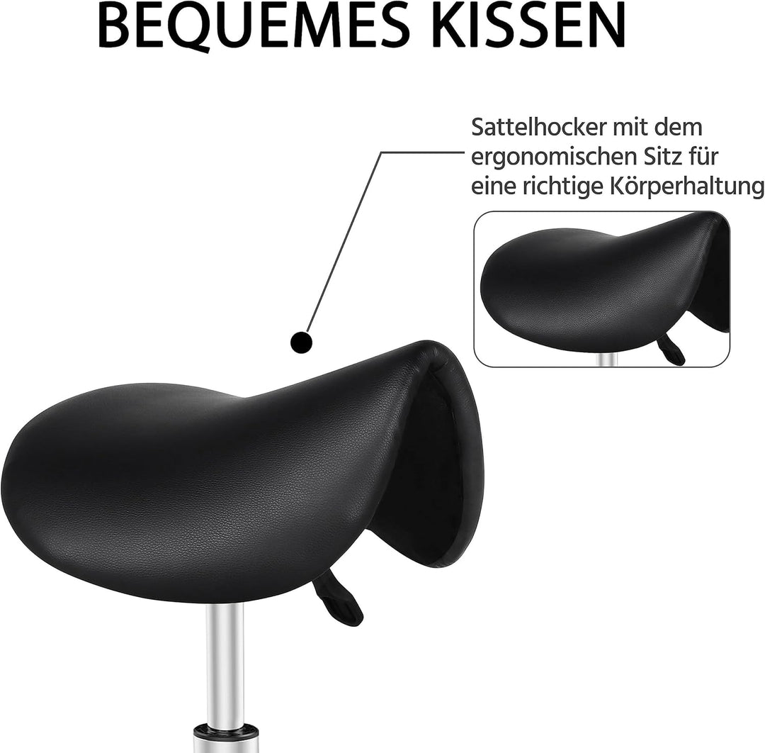 Yaheetech Sattelhocker Rollhocker Drehhocker Praxishocker Arbeitshocker Bürohocker Hocker mit höhenv