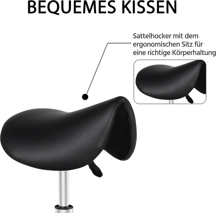 Yaheetech Sattelhocker Rollhocker Drehhocker Praxishocker Arbeitshocker Bürohocker Hocker mit höhenv