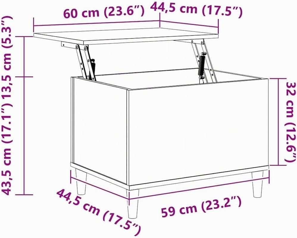 vidaXL Couchtisch Sonoma-Eiche 60x44,5x45 cm Holzwerkstoff Sonoma Eiche 60 cm, Sonoma Eiche 60 cm