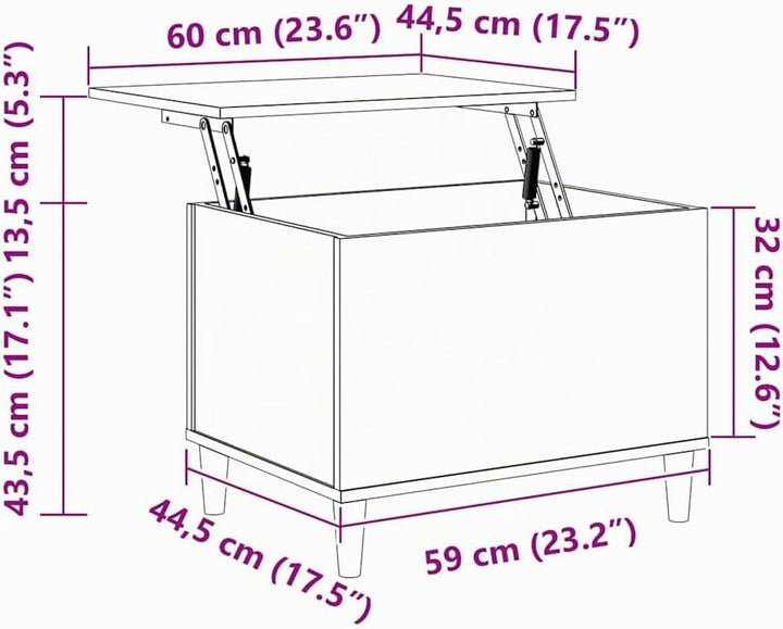 vidaXL Couchtisch Sonoma-Eiche 60x44,5x45 cm Holzwerkstoff Sonoma Eiche 60 cm, Sonoma Eiche 60 cm