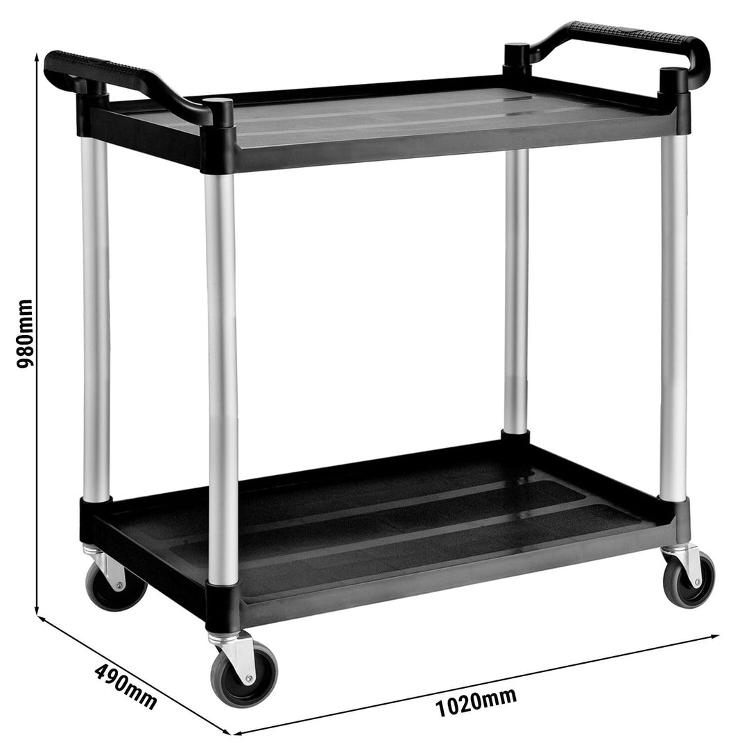GGM Gastro | SWKH12 | Servierwagen aus Kunststoff - 1020x490mm - mit 2 Abstellflächen