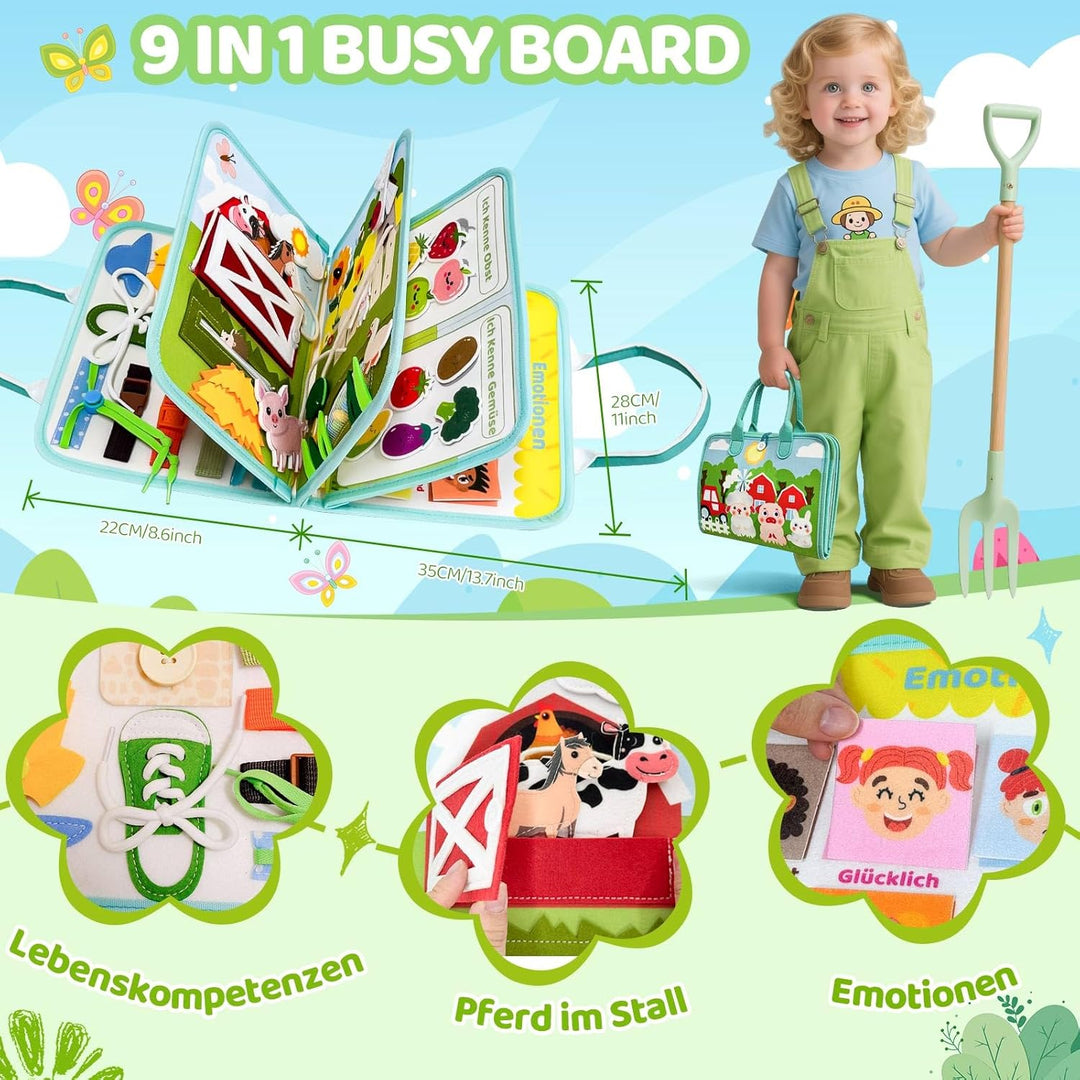Busy Board Deutsch, Montessori Spielzeug Ab 1 Jahr, Spielzeug Ab 1 Jahr, Quiet Book Mit Bauernhof Th