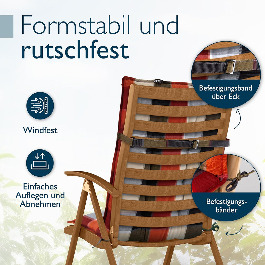 Beautissu 3er Set Premium Hochlehner Auflage Kopfpolster 120x50cm Sun-HL – 8cm Dick Polster Gartenst