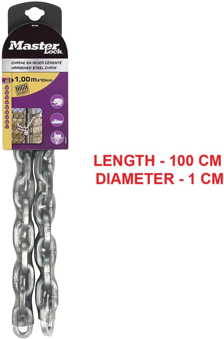 Master Lock 8020EURD - Kette aus gehärtetem Stahl - viereckiges Glied - Vinylschlauch 1,50 m x Ø 10