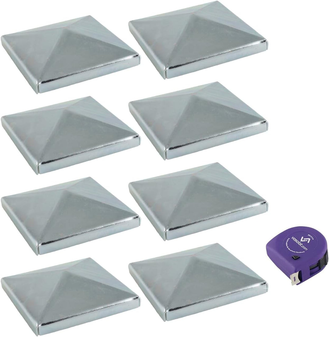 vasalat Pfostenkappe 10x10 cm - Pfosten Abdeckkappen - Pfostenabdeckung Stahl verzinkt - 8 Stück 100