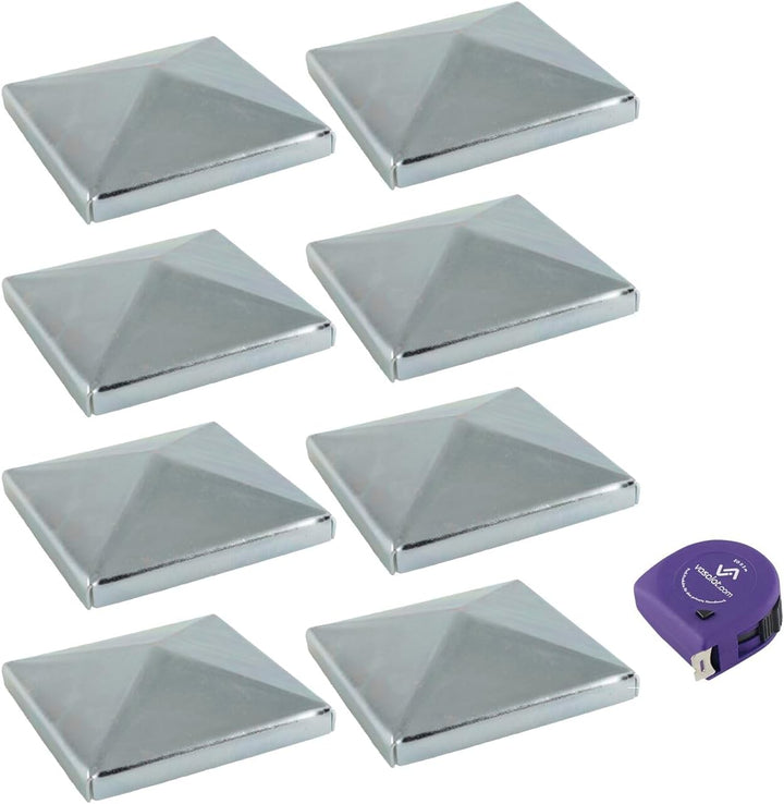 vasalat Pfostenkappe 10x10 cm - Pfosten Abdeckkappen - Pfostenabdeckung Stahl verzinkt - 8 Stück 100