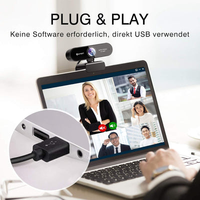 EMEET Webcam 1080P - NOVA Webcam mit Autofokus, Full HD Webcam mit 96° Weitwinkel und 2 Mikrofon mit