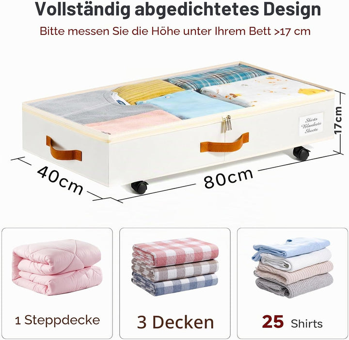 KitHreo Unterbettkommode mit Rollen, 2 Stück Unterbett-Aufbewahrungsbehälter, rollender Unterbett-Or