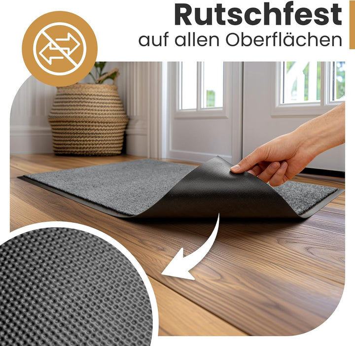 Saubere Schuhe Dank saugstarkem Stoff (robust) perfekte Grösse Hellgrau in 60x90cm - Fussmatte innen