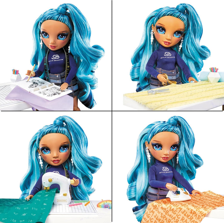 Rainbow High Dream & Design Fashion Studio Spielset - Modedesigner-Spielset mit Blauer Skyler Bradsh