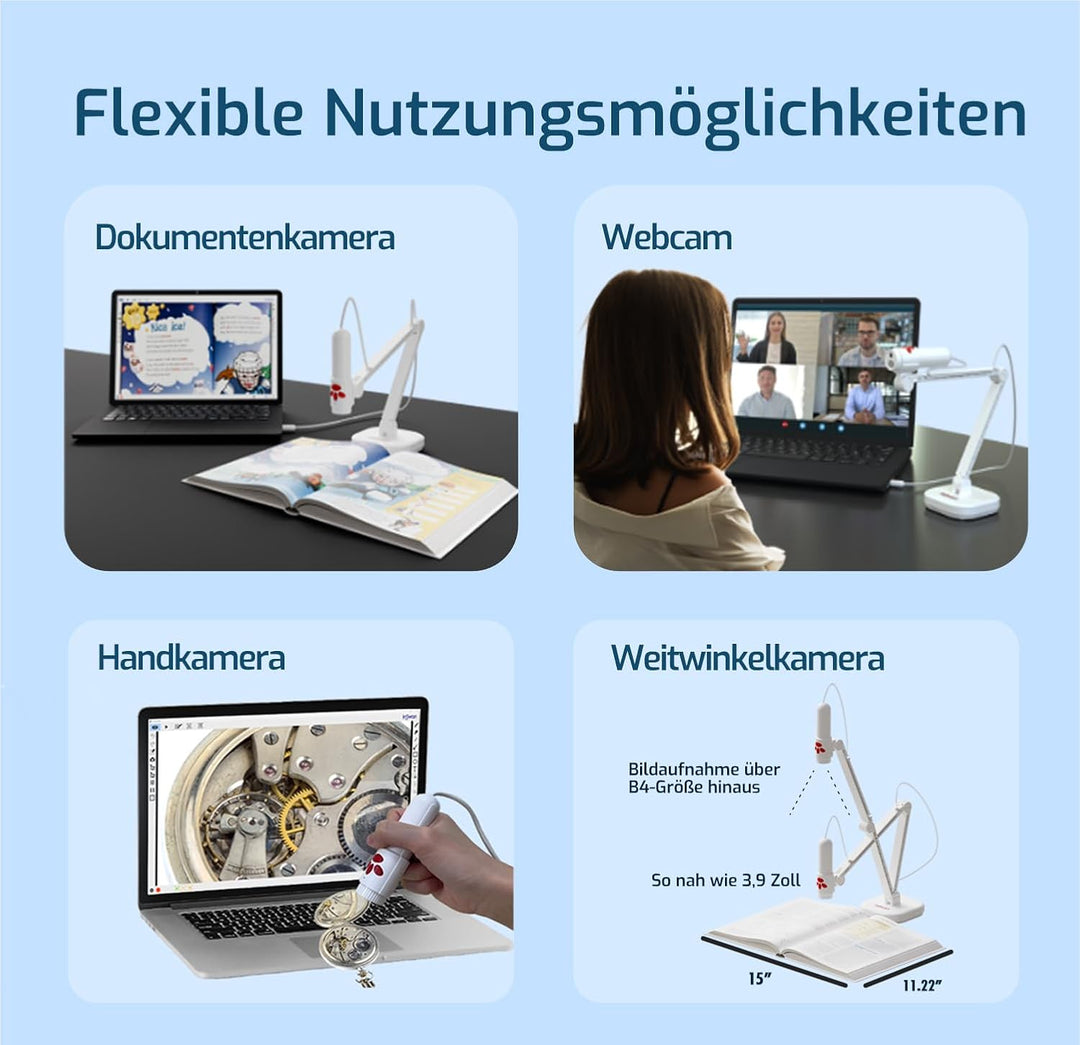 INSWAN INS-3 Abnehmbare USB-Dokumentenkamera für Lehrer und Visualizer mit eingebautem Mikrofon, Lic