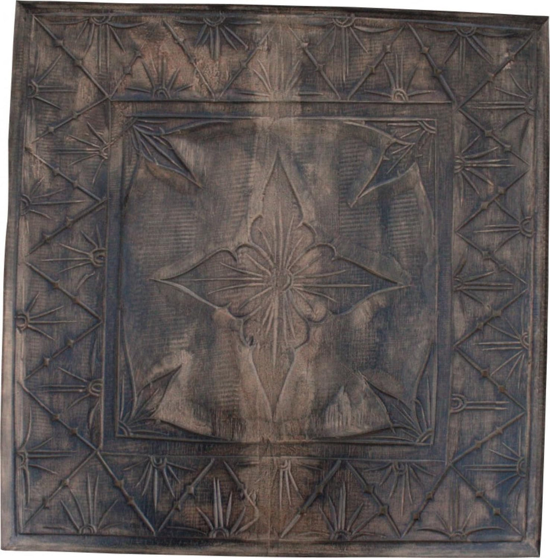 GURU SHOP Opiumtische, Kaffeetisch, Beistelltisch, Couchtisch, Beschnitzt, Balsaholz, Grösse: 60x60