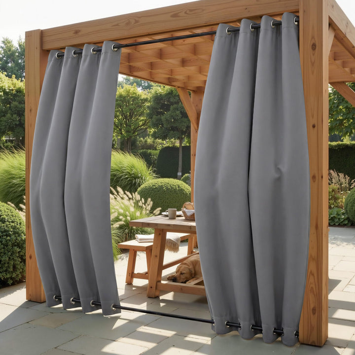 PONY DANCE Outdoor Vorhang Wetterfest 2er Set H 213 x B 132 cm Terrasse/Pavillon Vorhänge für Sonnen