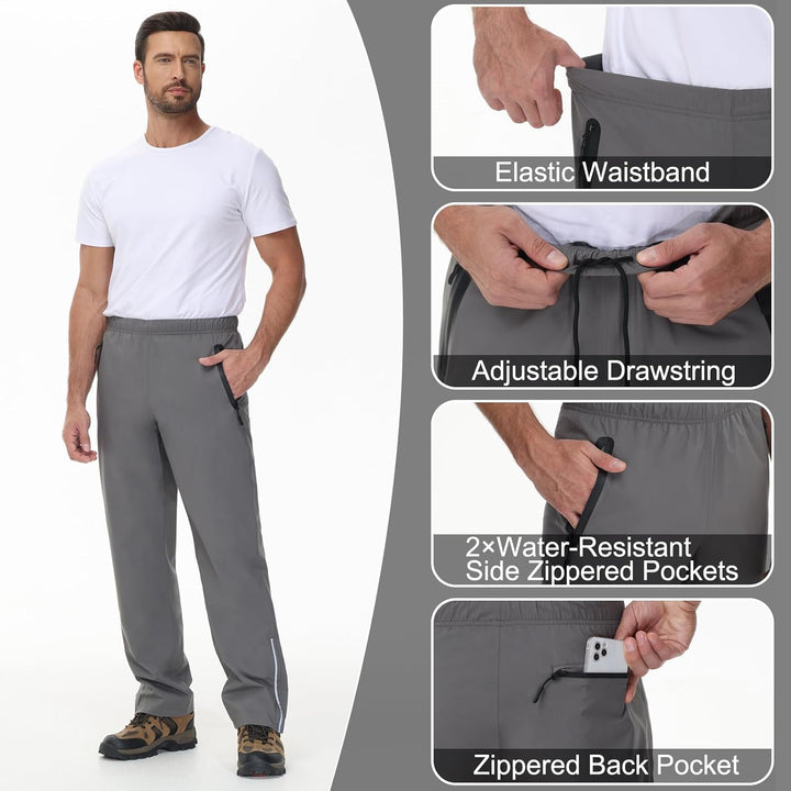 MOCOLY Herren Reflektierende Fahrrad Regenhose Überhose Leichte Atmungsaktive wasserdichte Hose für