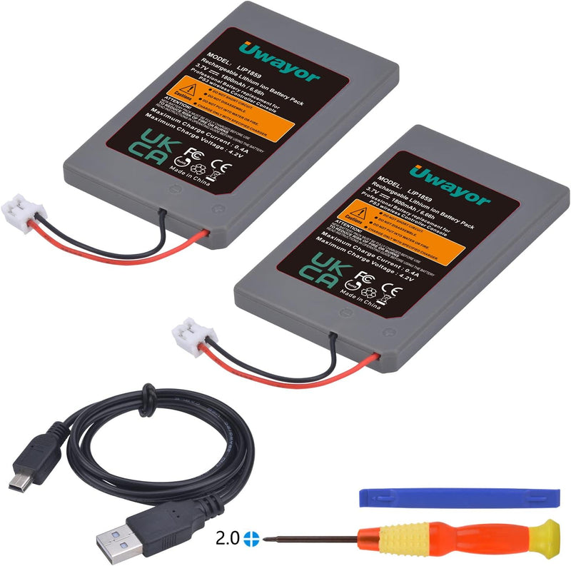 Uwayor LIP1359 Akku für PS3 Controller Akku PS3 Ersatz Akku 1800mAh für Sony Playstation 3 und Duals