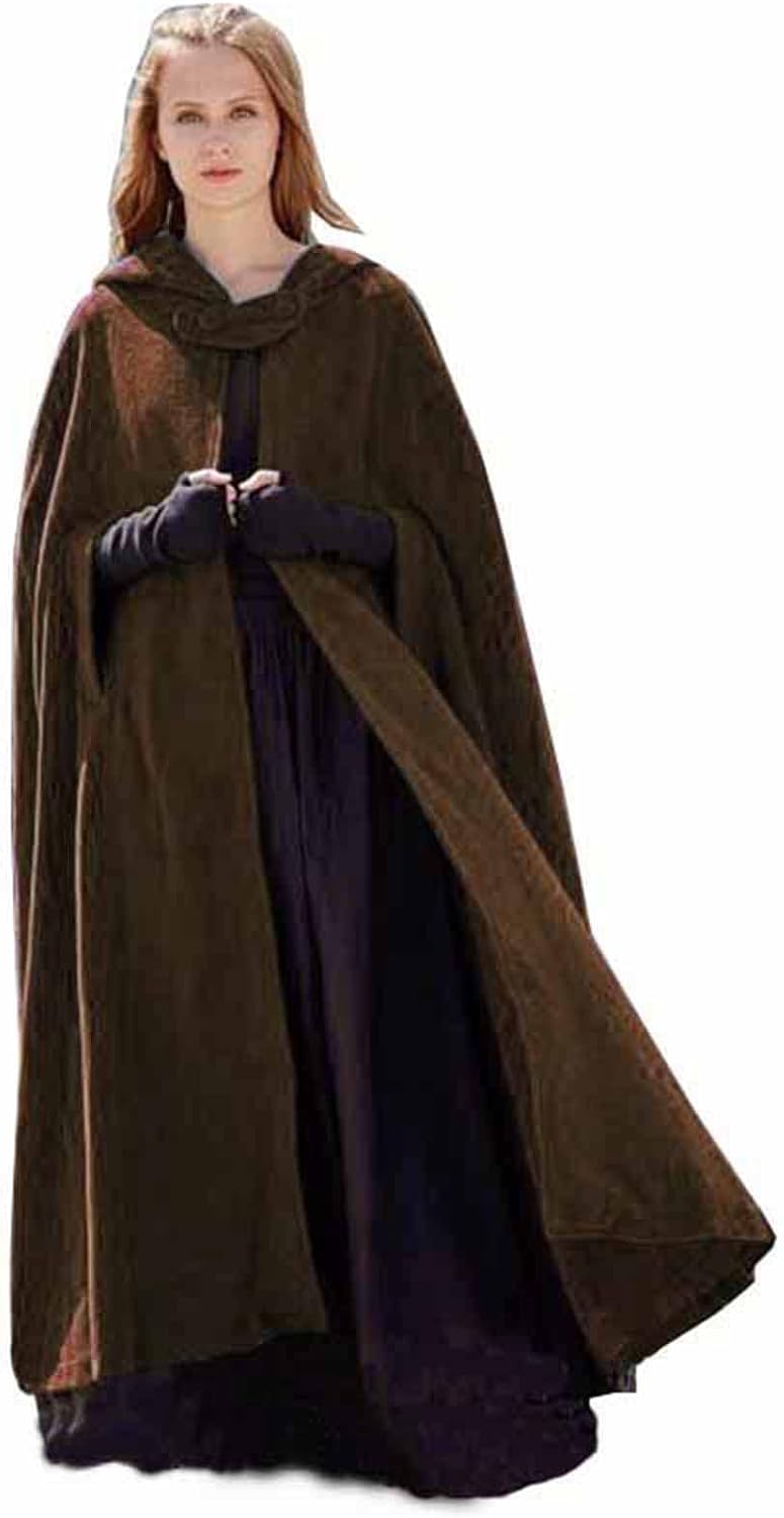 Lange Umhang mit Kapuze DamenVintage Einfarbig Poncho RobeHalloween KostümLeichte TrenchcoatWinddich