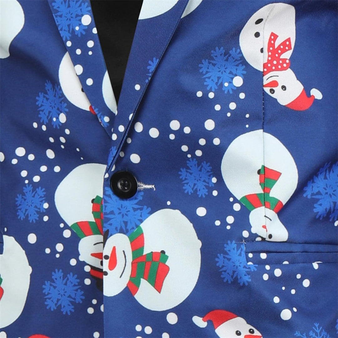 Zhiyao Herren Lustige Weihnachtsanzug 2-Teilig Slim Fit Button Verschiedene Drucke Formal Weihnachte
