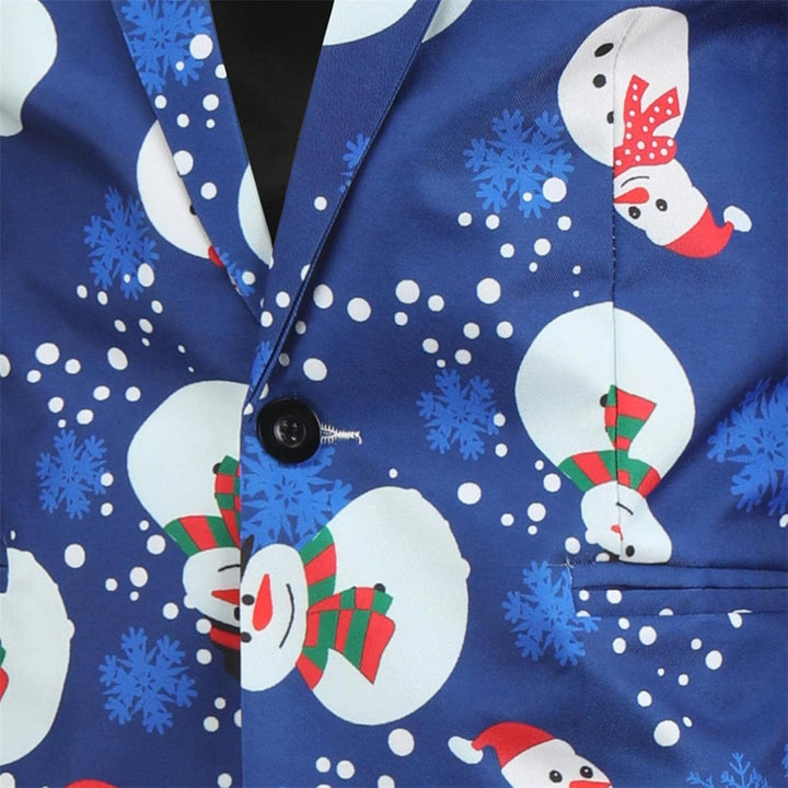 Zhiyao Herren Lustige Weihnachtsanzug 2-Teilig Slim Fit Button Verschiedene Drucke Formal Weihnachte