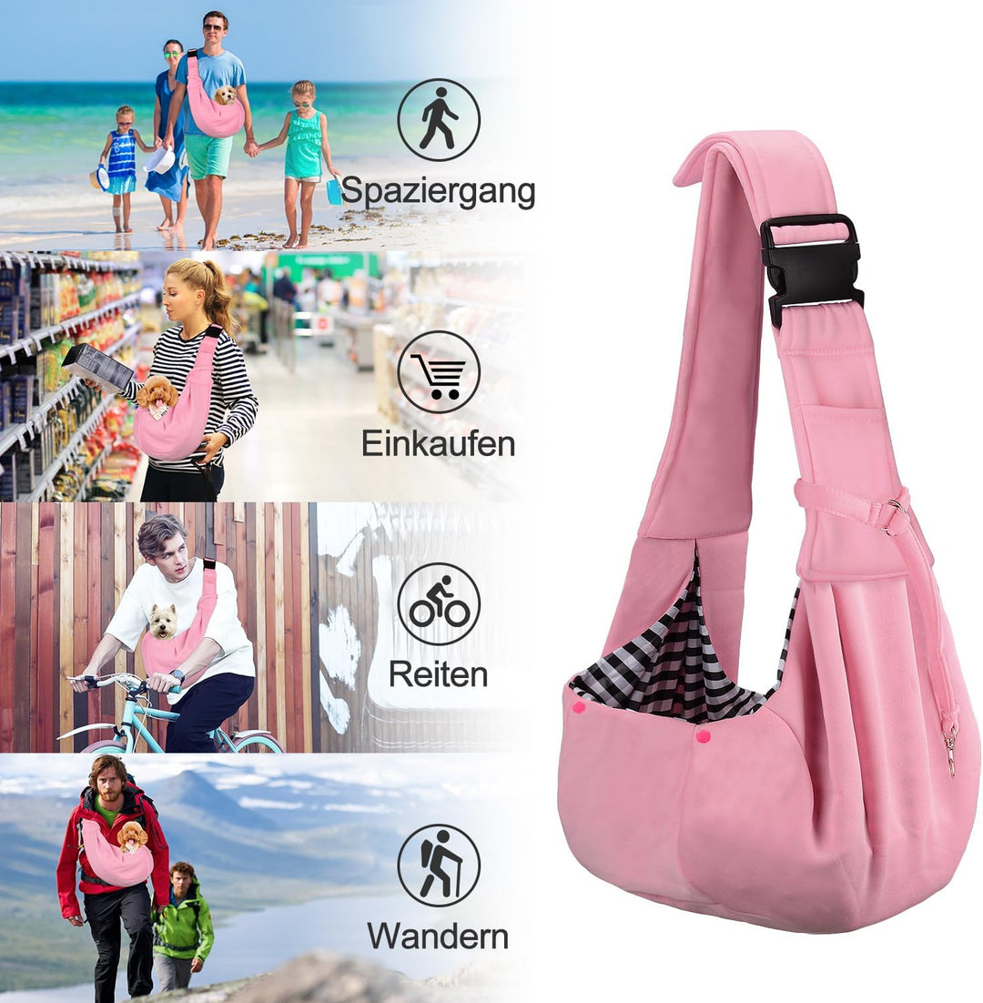 PETLOFT Tragetuch Hund, Reversibel Kleine Hundetrage, Einstellbar Pet Tragetuch, Freisprecheinrichtu