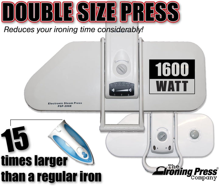 Dampfbügelpresse von Speedypress - 1.600watt 50% grösser Super Mega Dampf-Presse. Erweiterte Bügel D