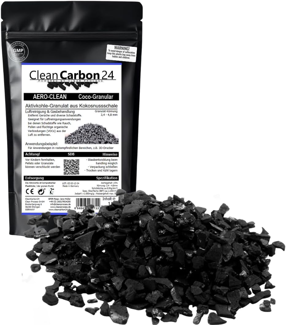 2,5 Liter Aktivkohle Granulat aus Kokosnussschalen zur Luftreinigung (3,4-4,8mm / 4x6mesh)