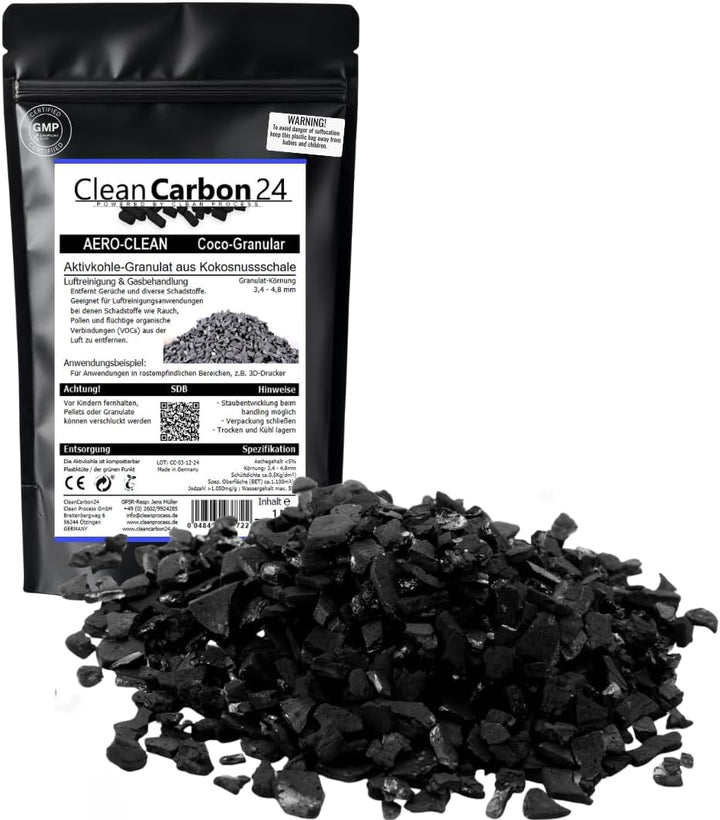 2,5 Liter Aktivkohle Granulat aus Kokosnussschalen zur Luftreinigung (3,4-4,8mm / 4x6mesh)