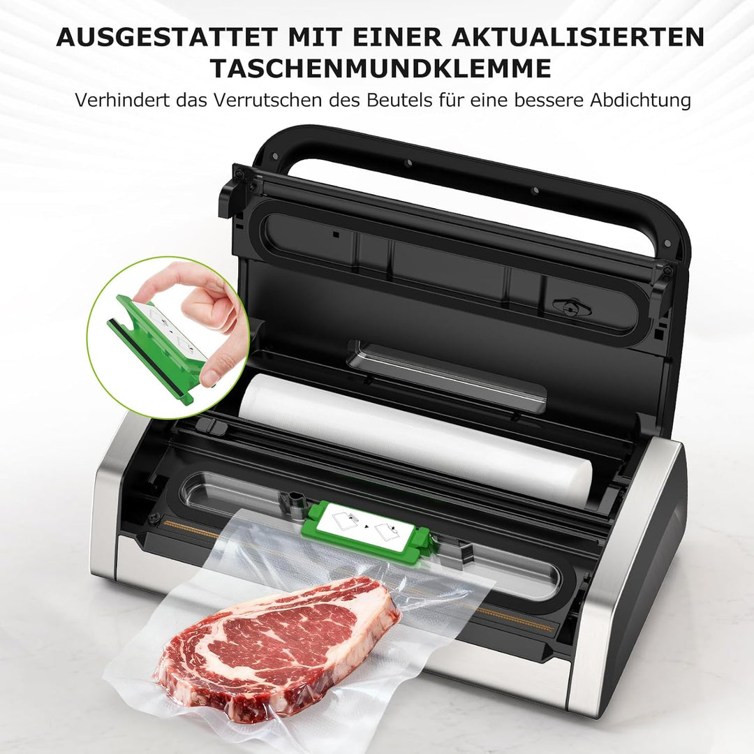 Bonsenkitchen Vakuumiergerät, Vakuumierer, Design mit Griffverriegelung, leistungsstarker geräuschar