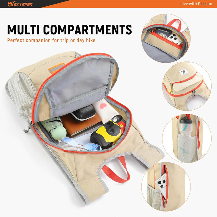 SKYSPER Faltbarer Rucksack 10L Klein Ultraleicht Tagesrucksäcke Wanderrucksack Reisenrucksack Trekki