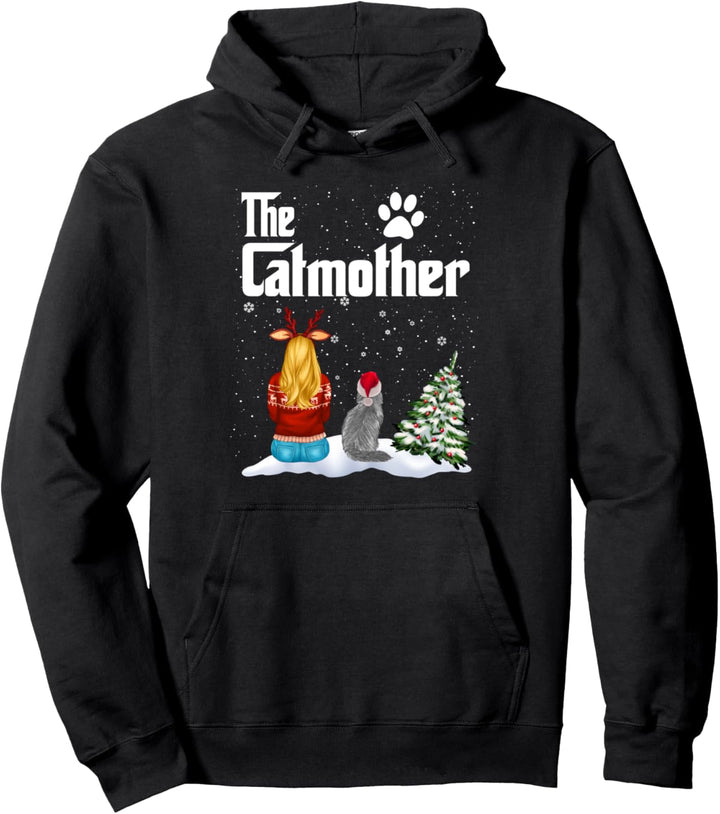 The Catmother Maine Coon Cat Mom Christmas Funny Kitty Xmas Pullover Hoodie