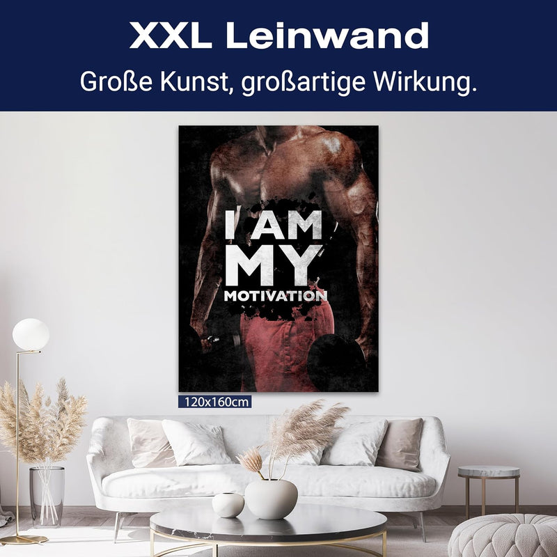 wandmotiv24 Leinwand-Bilder Motivation, Grösse 80x60cm, Hochformat, I am My Motivation, Mann, Sport,