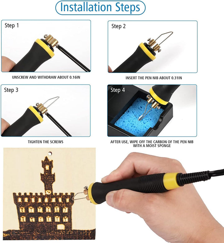Seababyhouse 60W Professionelles Holzbrenner Werkzeug für Brandmalerei Dual Pen Brandmalerei Bastels