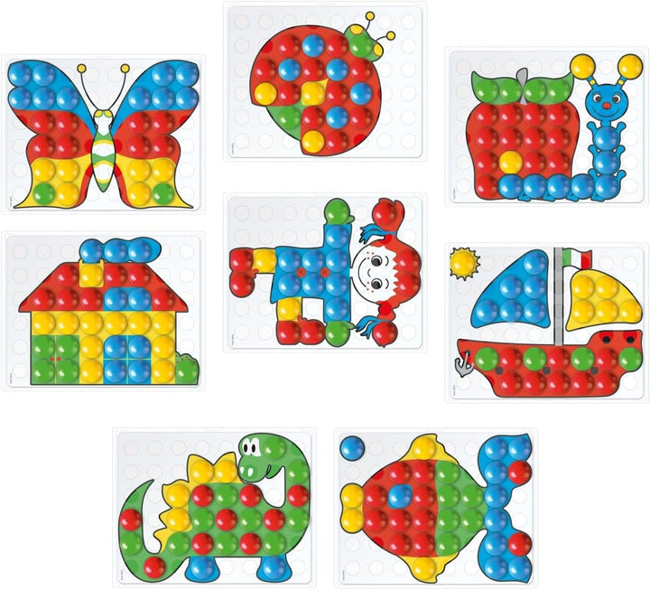 Quercetti Fantacolor Junior 48, Montessori Spielzeug 2 Jahre, Mosaik Spiel mit Magnetspiel Funktion,