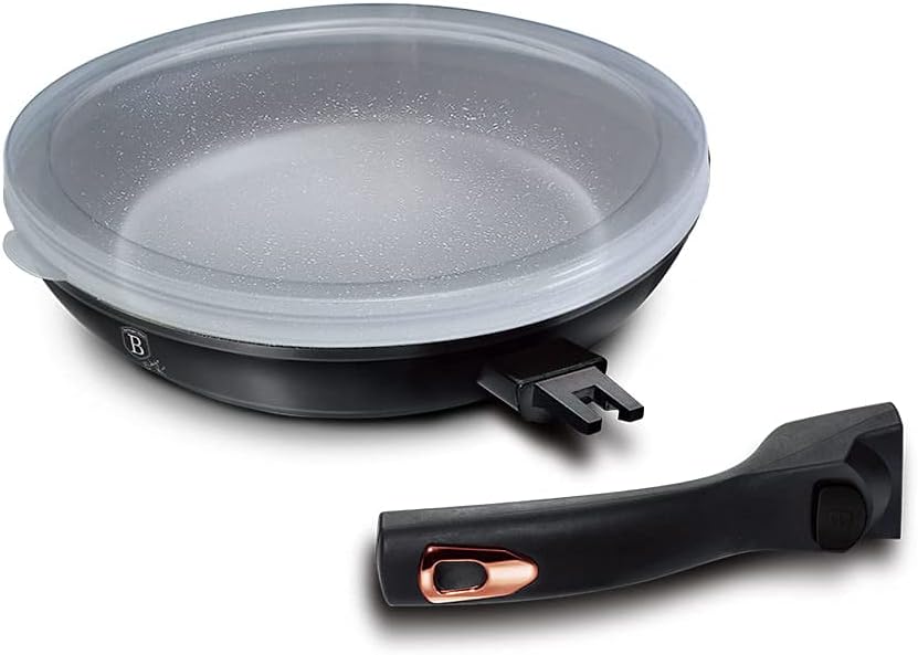 Granit Pfanne Bratpfanne mit abnehmbarem Griff 28cm Induktion BERLINGER HAUS Black Rose Line BH-1952
