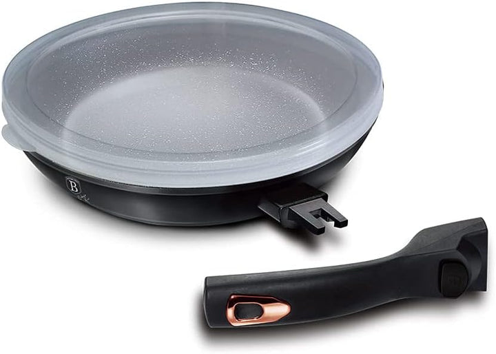 Granit Pfanne Bratpfanne mit abnehmbarem Griff 28cm Induktion BERLINGER HAUS Black Rose Line BH-1952