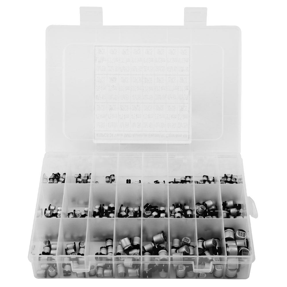 24 Value 400Pcs Elektrolytkondensator-Sortiment-Box-Kit, SMD-Aluminium-Elektrolytkondensator-Sortime