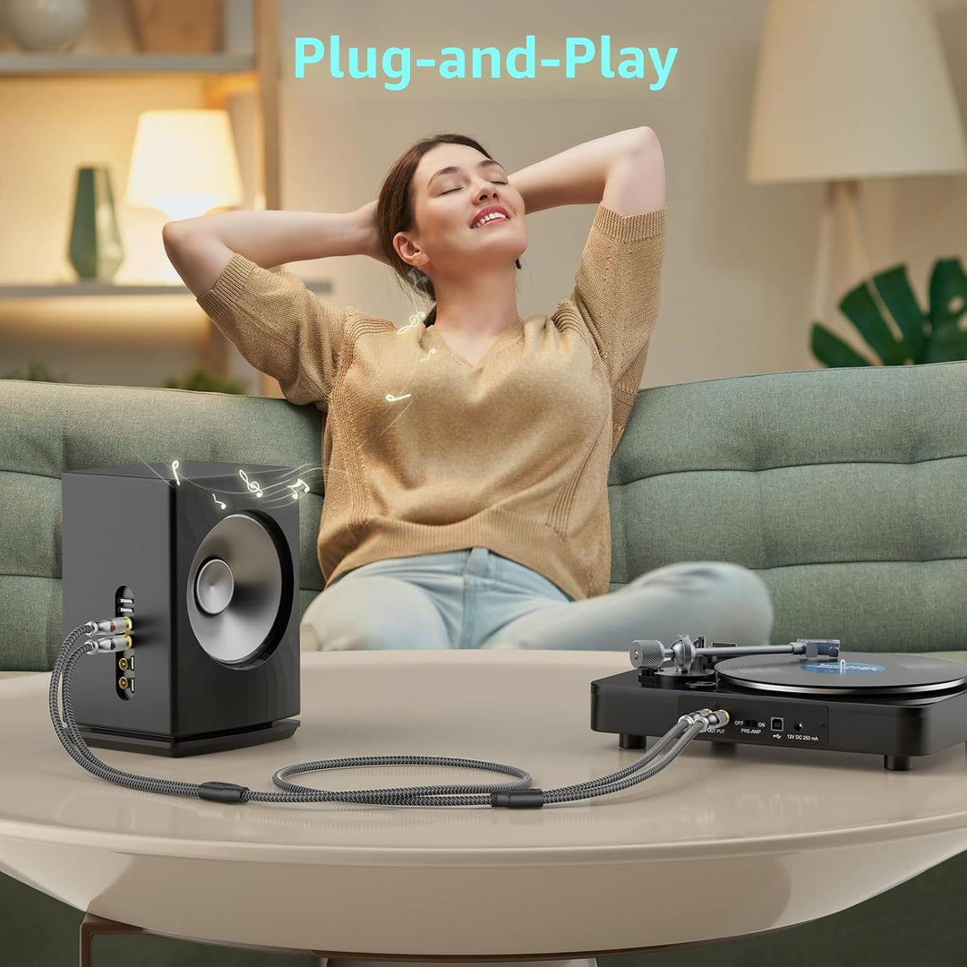 EMK Cinch Kabel, geschirmtes Stereo-Audiokabel. Das geflochtene Subwoofer-Kabel für Heimkino und Hi-