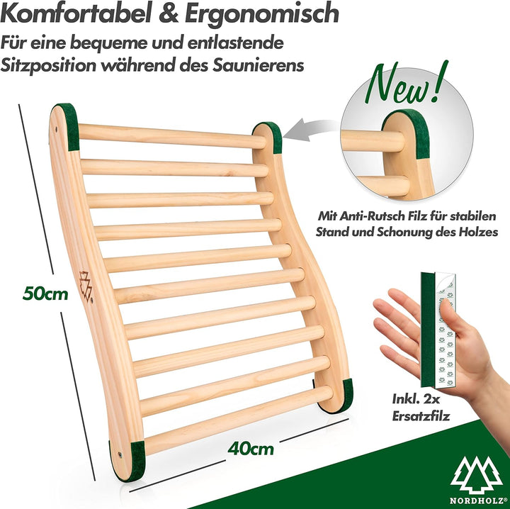 Nordholz® Sauna Rückenlehne ergonomisch - Die Perfekte Rückenstütze für sofortigen Wohlfühleffekt -