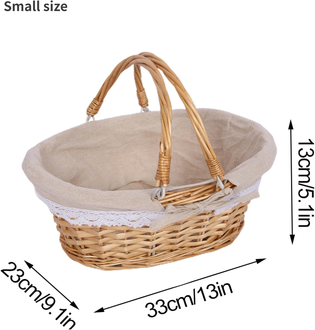 Weidenkorb mit Griff, gewebter Korb, klappbarer Griff, tragbarer Rattan-Picknickkorb, Servierkorb mi